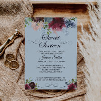 Burgundy Floral Sweet Sixteen Birthday Party
