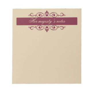 Burgundy Floral Swirls | Custom Gold Notepad