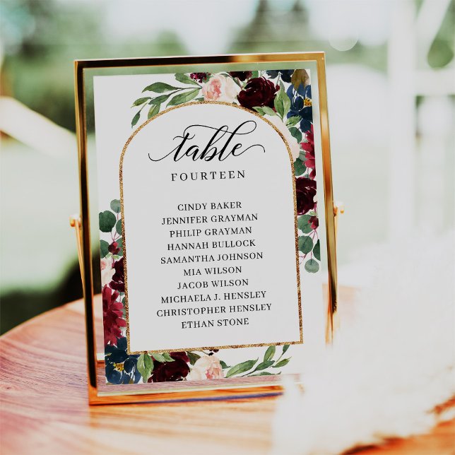 Burgundy Floral Table Number Seating Chart Cards (Burgundy Floral Table Number Seating Chart Cards)