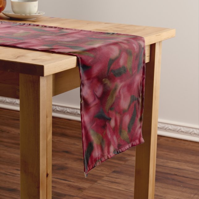 Burgundy Floral Table Runner - Dining Decor (In Situ)