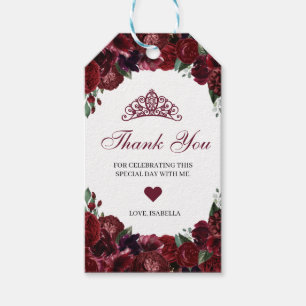 Burgundy Floral Thank You Gift Tags