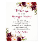 Burgundy Floral Unplugged Wedding Sign