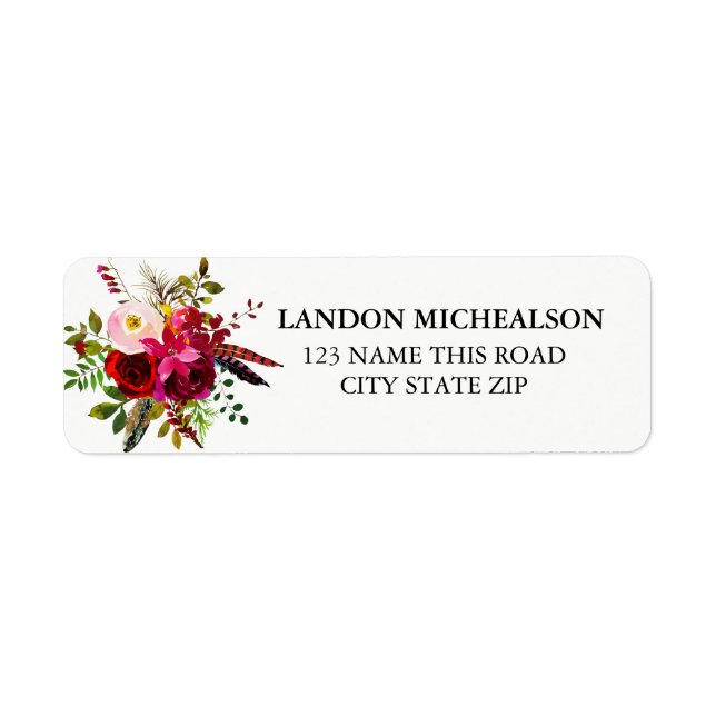 Burgundy Floral Watercolor Address Labels (Front)