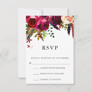 Burgundy Floral Watercolor RSVP