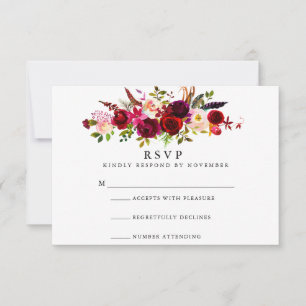 Burgundy Floral Watercolor RSVP Card