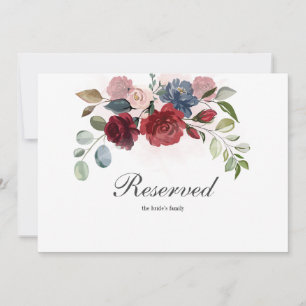 Burgundy Floral Watercolor Wedding Reserved Sign
