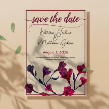 Burgundy Floral Watercolor Wedding