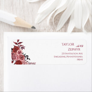 Burgundy Floral  Wedding Address 