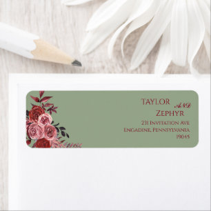 Burgundy Floral Wedding Address 