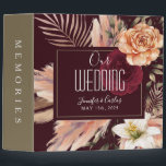 Burgundy Floral Wedding Album 3 Ring Binder<br><div class="desc">Rustic,  elegant,  boho,  moody romantic personalized burgundy wedding album binder with modern adorable watercolor flowers and pampas grass.</div>