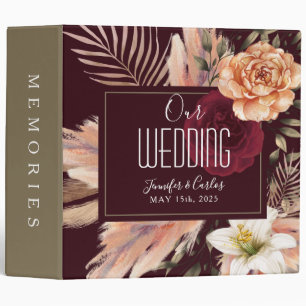 Burgundy Floral Wedding Album 3 Ring Binder