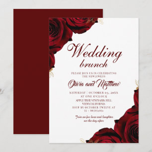 Burgundy Floral Wedding Brunch Invitation