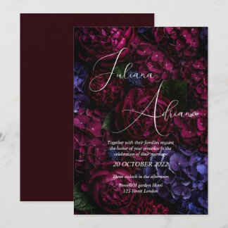 burgundy floral wedding design featuring rich wine invitation
