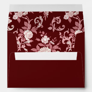 Burgundy Floral Wedding Envelope With Liner