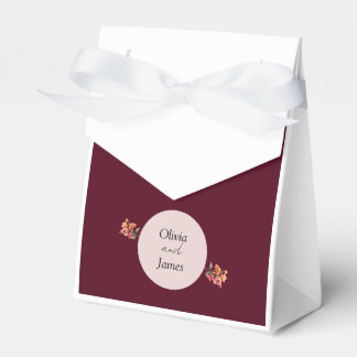 Burgundy Floral Wedding Favour Box
