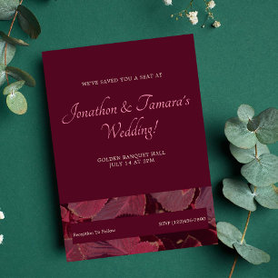 Burgundy Floral Wedding Invitation