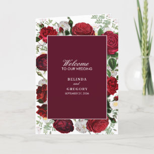 Burgundy Floral Wedding Order of Service Program