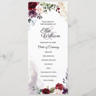Burgundy Floral Wedding Program