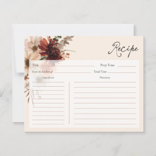 Burgundy Floral Wedding Recipe Card