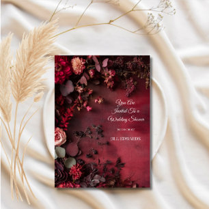Burgundy Floral Wedding Shower Invitation