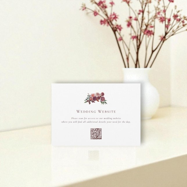Burgundy Floral Wedding Website Enclosure Card (Creator Uploaded)