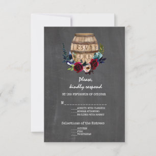 Burgundy Floral Wine Barrel Fall Chalkboard RSVP