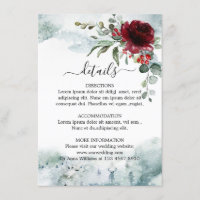 Burgundy Floral Winter wonderland wedding Details