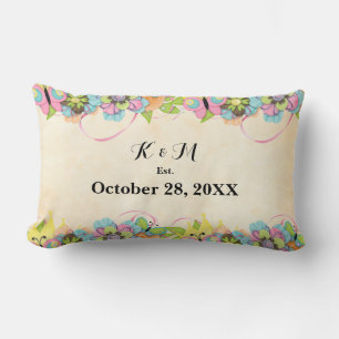 Burgundy Floral Wreath Lumbar Pillow