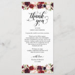 Burgundy Florals, Place Setting Thank You Card<br><div class="desc">This is the Modern beautiful Elegant Burgundy Florals, Marsala, in Black font, Place Setting Thank You Cards. Share the love and show your appreciation to your guests, when they sit down at their seat and read this personalised charming thank you place setting card. It's a wonderful way to kick off...</div>