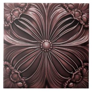 Burgundy Flower Ceramic Tile