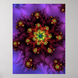 Burgundy Flower Fractal Design Poster