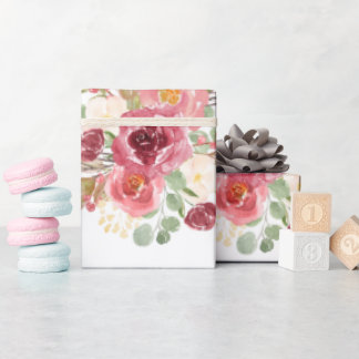 Burgundy Flower gift wrap, birthday gift wrap