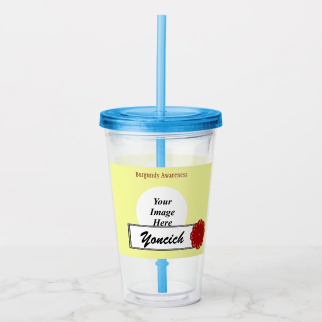 Burgundy Flower Ribbon by Kenneth Yoncich Acrylic Tumbler (Front)