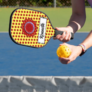 Burgundy Flower Ribbon by Kenneth Yoncich Pickleball Paddle
