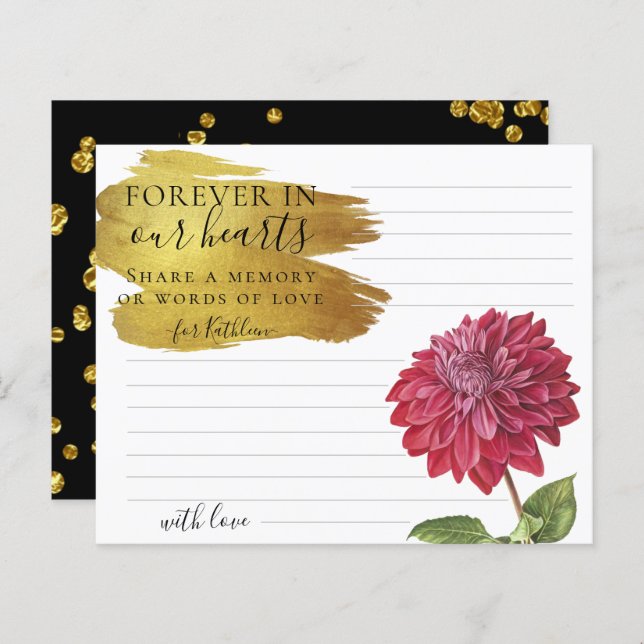 Burgundy Flower Share a Memory Funeral Card (Front/Back)