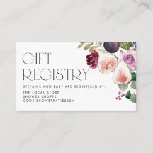 Burgundy Flowers and Figs Baby Shower Registry