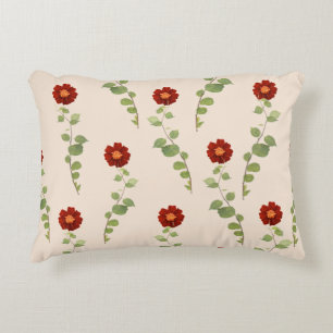 Burgundy flowers and green: accent pillow