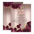 Burgundy Flowers Glitter Rose Gold 65th Birthday
