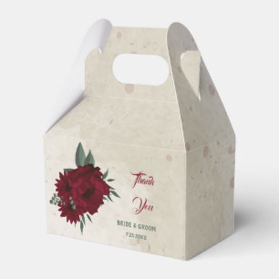 Burgundy flowers greenery wedding favor box