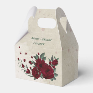 Burgundy flowers greenery wedding favor box