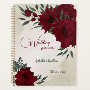 Burgundy flowers greenery wedding planner