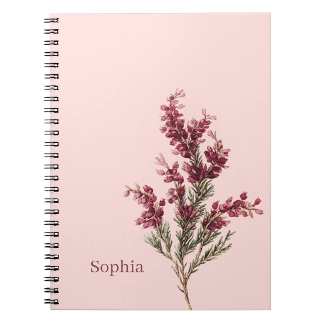 Burgundy Flowers Personalized Notebook (Front)