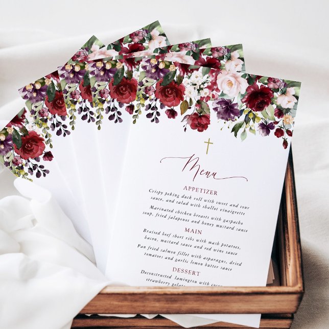 Burgundy Flowers, Pink Flowers, Baptism Menu (Creator Uploaded)