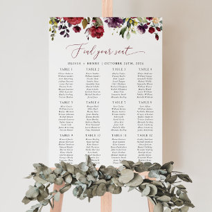 Burgundy Flowers, Pink Flowers, Seating Chart