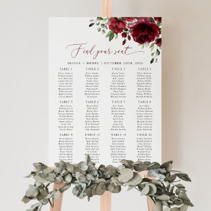 Burgundy Flowers, Red Flowers, Boho, Seating Chart
