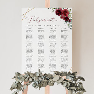 Burgundy Flowers, Red Flowers, Boho, Seating Chart