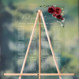 Burgundy Flowers, Red Flowers, Boho, Seating Chart