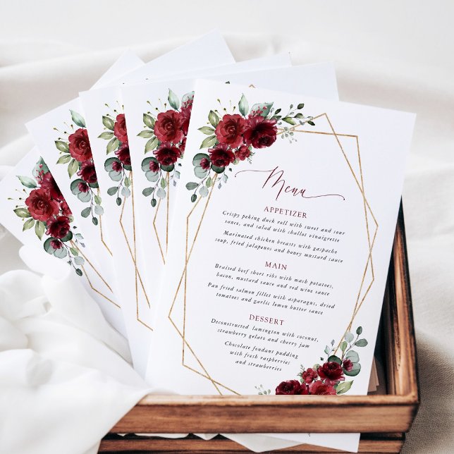 Burgundy Flowers, Red Flowers, Bridal Shower Menu (Creator Uploaded)