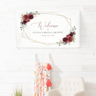 Burgundy Flowers, Red Flowers, Bridal Welcome Banner