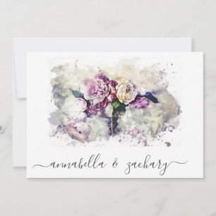 *~* Burgundy Flowers RSVP QR AR26 Floral WEDDING Invitation